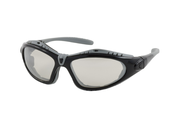 Bouton® Optical Fuselage™ Full Frame Safety Glasses with Black Frame, Foam Padding, I/O Lens and Anti-Scratch / Anti-Fog Coating