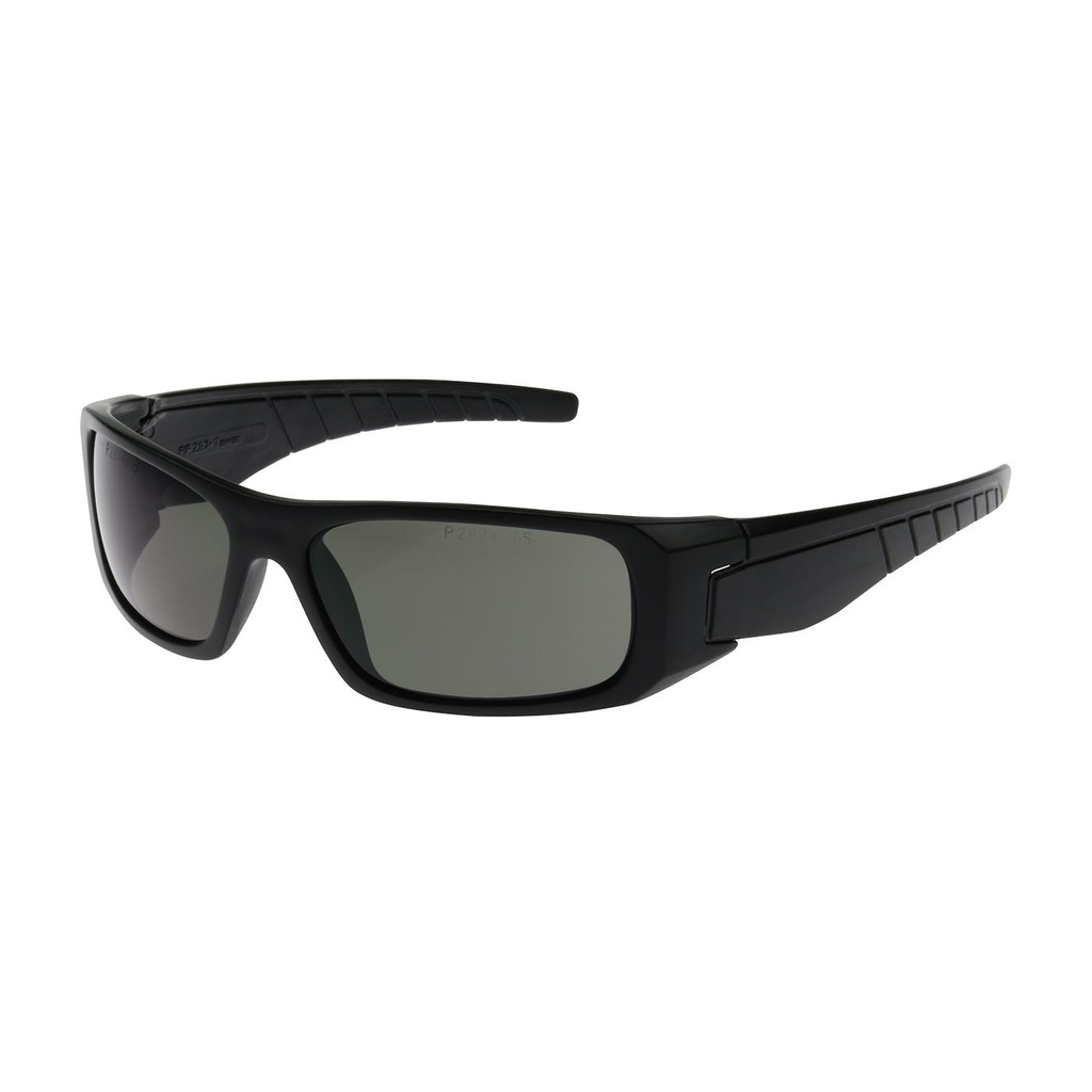 Bouton® Optical Squadron™ Full Frame Safety Glasses with Black Frame, Gray Lens and Anti-Scratch / Anti-Fog Coating