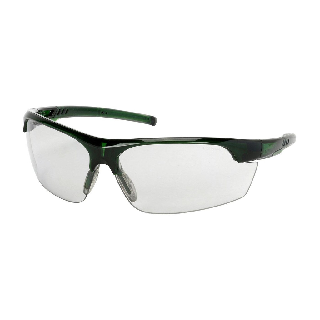 Bouton® Optical Xtricate-C™ Semi-Rimless Safety Glasses with Green Frame, Light Gray Lens and FogLess® 3Sixty™ Coating