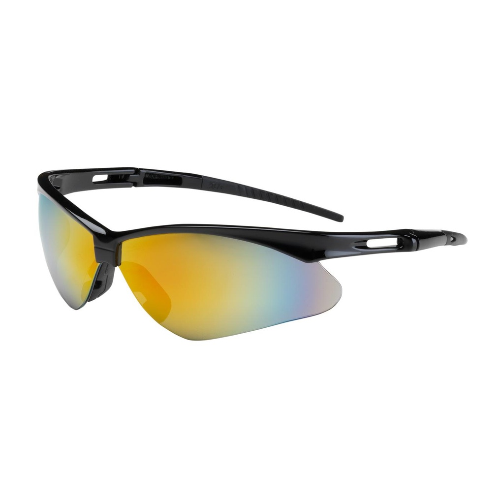 Bouton® Optical Anser™ Semi-Rimless Safety Glasses with Black Frame, Red Mirror Lens and Anti-Scratch Coating