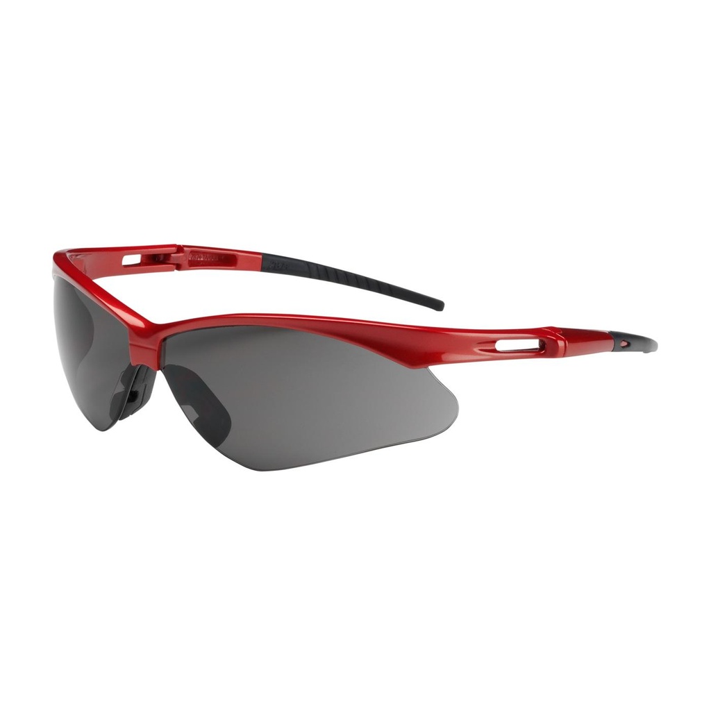 Bouton® Optical Anser™ Semi-Rimless Safety Glasses with Red Frame, Gray Lens and Anti-Scratch Coating