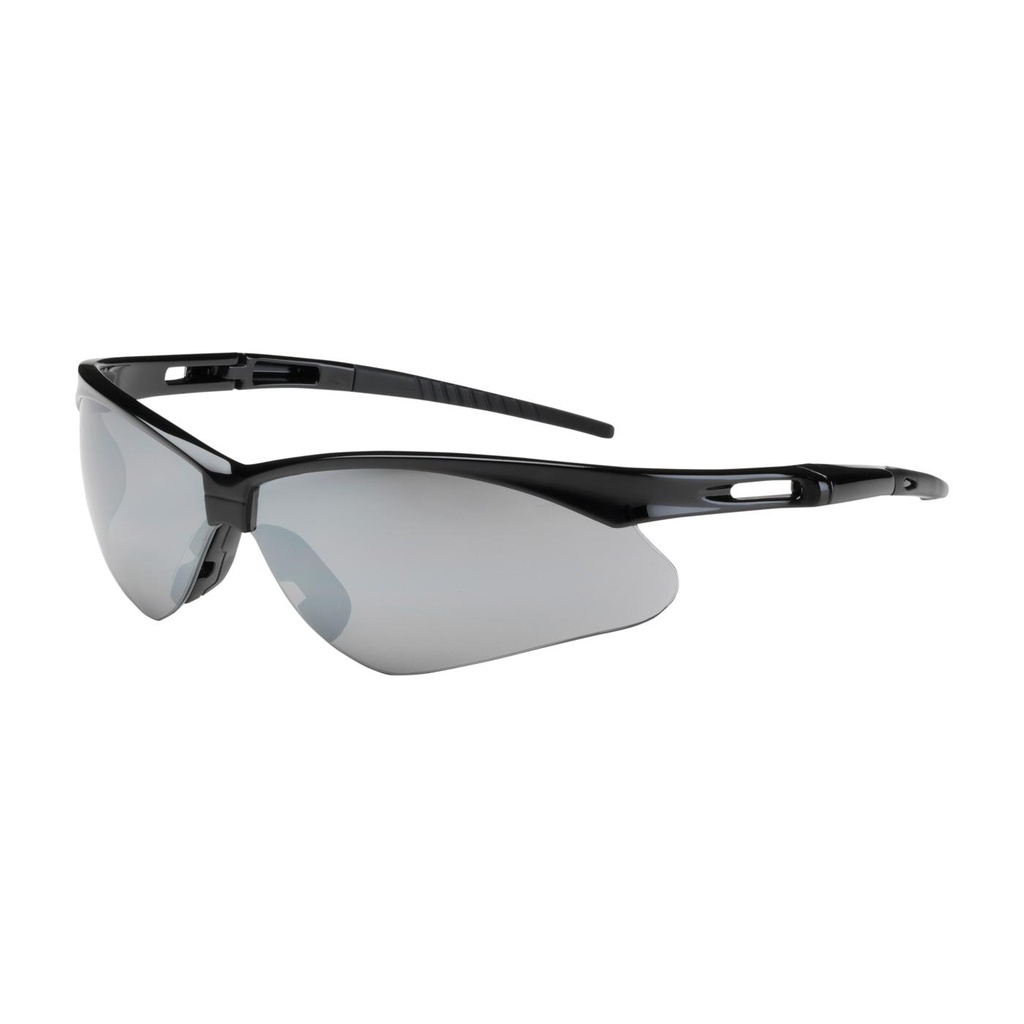 Bouton® Optical Anser™ Semi-Rimless Safety Glasses with Black Frame, Silver Mirror Lens and Anti-Scratch Coating