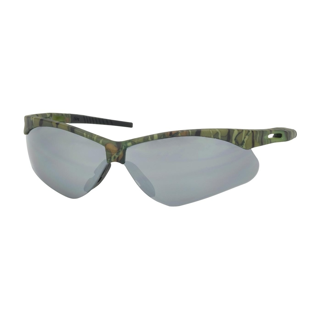 Bouton® Optical Anser™ Semi-Rimless Safety Glasses with Camouflage Frame, Silver Mirror Lens and Anti-Scratch Coating