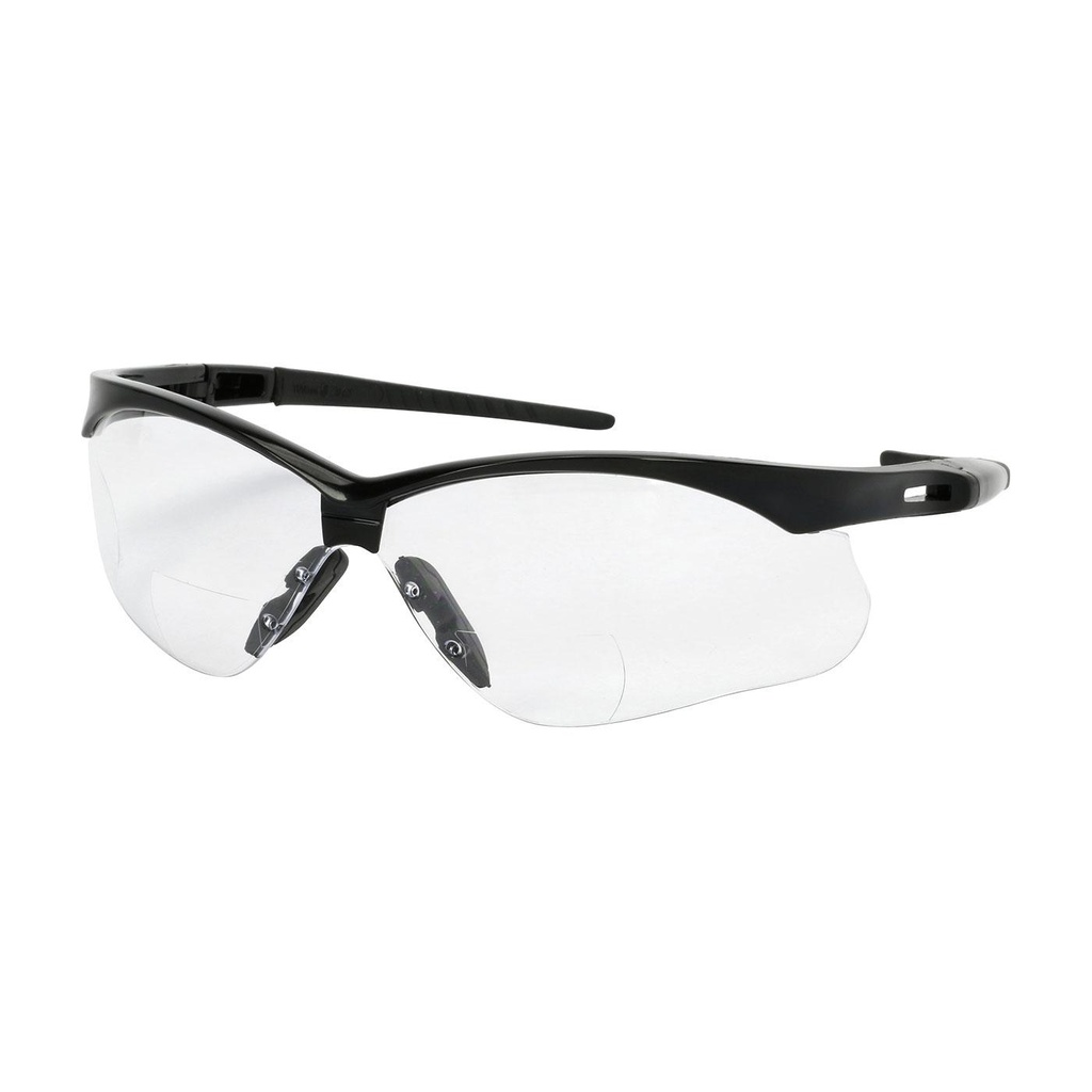 Bouton® Optical Anser™ Semi-Rimless Safety Readers with Black Frame, Clear Lens and Anti-Scratch / Anti-Fog Coating - +2.50 Diopter