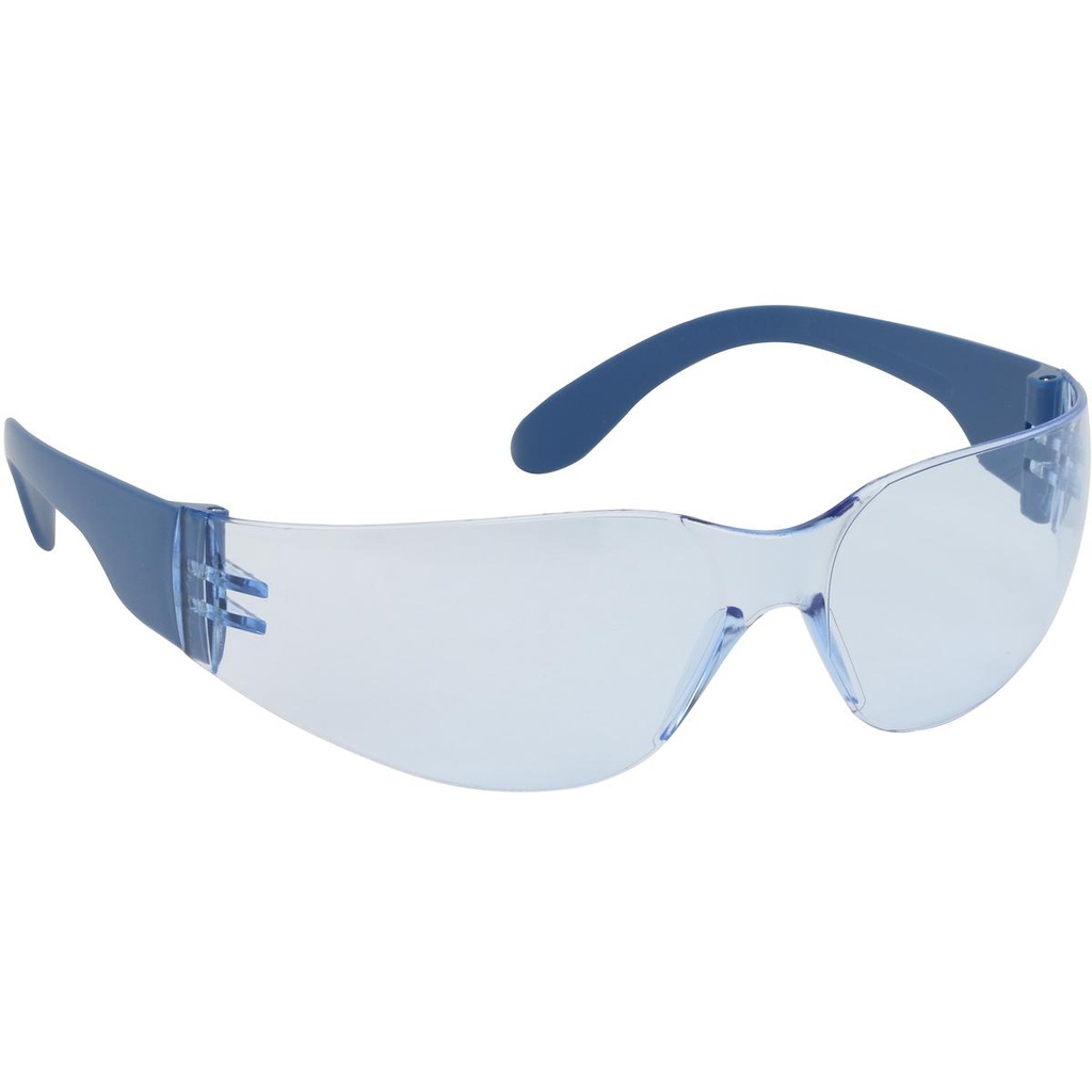 Bouton® Optical Zenon Z12™ Rimless Safety Glasses with Blue Metal Detectable Temple, Light Blue Lens and Anti-Scratch / Fogless® 3Sixty™ Coating