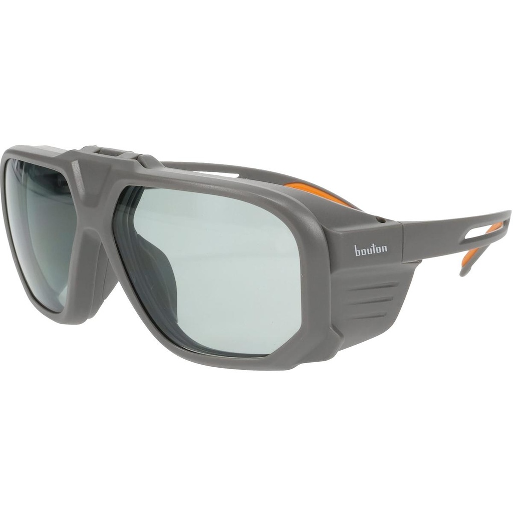 Bouton® Optical Site Boss Flip-Up Safety Glasses with Gray Shade 1.7 IR Outer Lens, Gray/Orange Frame, and Anti-Scratch Coating