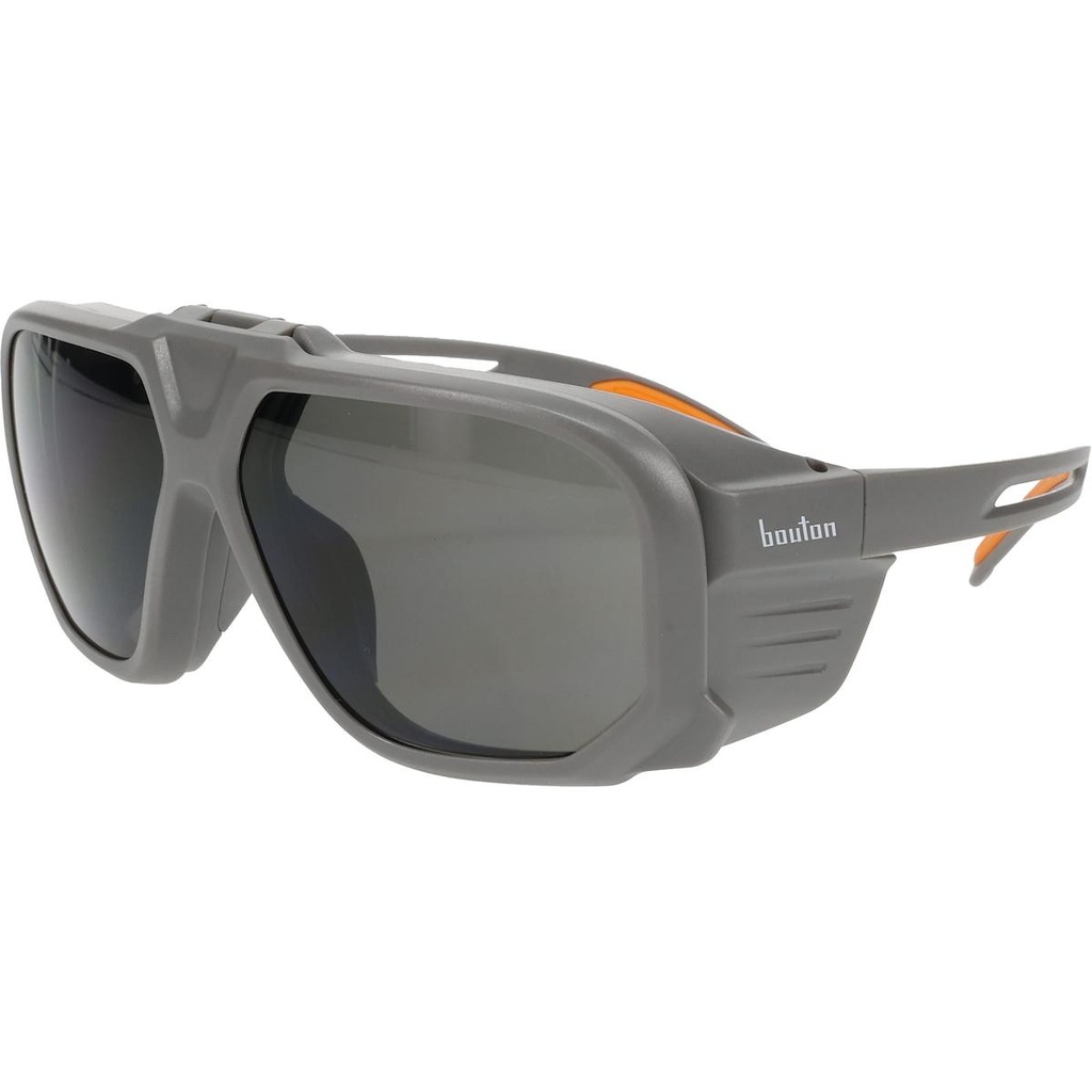 Bouton® Optical Site Boss Flip-Up Safety Glasses with Gray Shade 5.0 IR Outer Lens, Gray/Orange Frame, and Anti-Scratch Coating