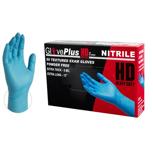 GlovePlus HD Nitrile PF Exam Gloves, Blue, Size L, 500 Gloves/Case