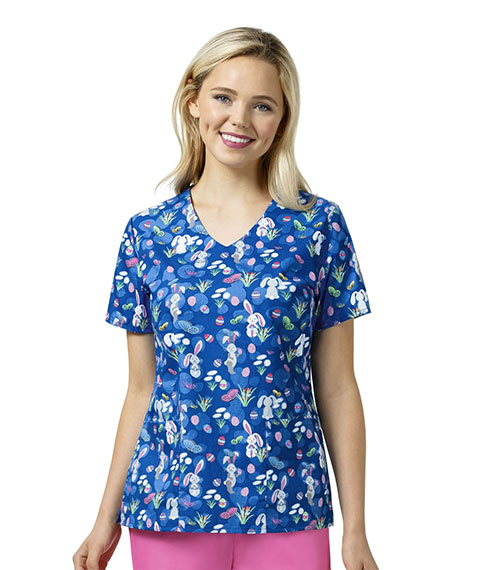 Zoe+Chloe Printed V-Neck Top, S