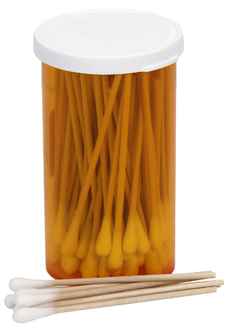 Non-Sterile Cotton Tipped Applicators, 3" Wood Shaft, 100/Vial