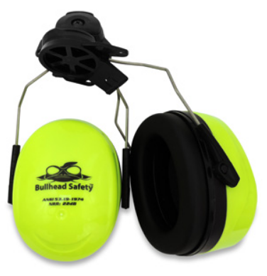 Hi-Viz Lime Earmuff, Cap Mounted, NRR 22 dB
