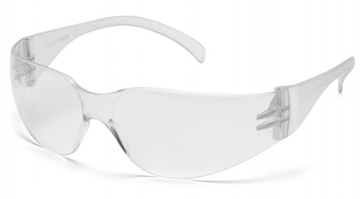 Lightweight, Frameless Intruder Safety Glass, Clear Anti-Fog Lens with Clear Temples
