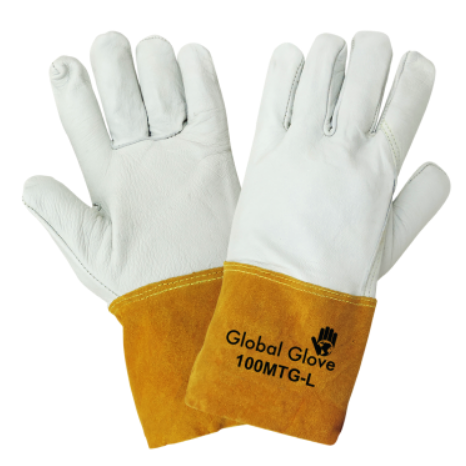 Goatskin MIG TIG Welder, Aramid Sewn, 4" Split Leather Cuff, Size L
