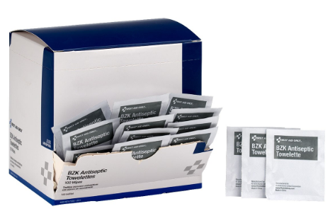 BZK Antiseptic Wipes, 100/Box