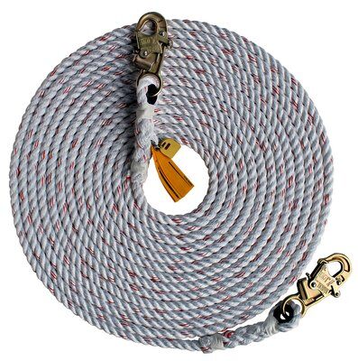 50' Rope Lifeline, 5/8", with 2 Snap Hooks