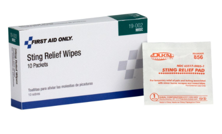 Sting Relief Wipes, 10/Box