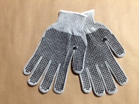 GLOVE, GREY KNIT DOT LG