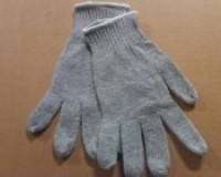 GLOVE, GREY KNIT WHITE TRIM L