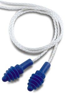AirSoft Reusable Earplugs, TPE, White Nylon Cord