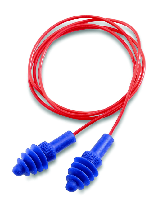 AirSoft® Reusable Earplugs, Thermoplastic Elastomer, Blue, Corded