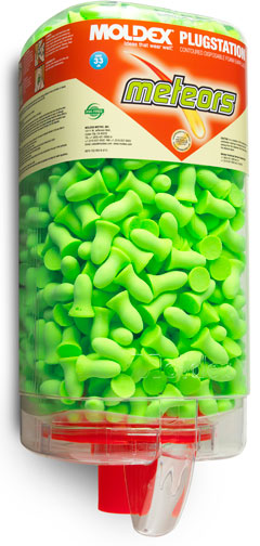 Meteors Disposable Foam Earplugs PlugStation, NRR 33, 500 Pair/Dispenser
