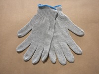 GLOVE, GREY KNIT BLUE TRIM S