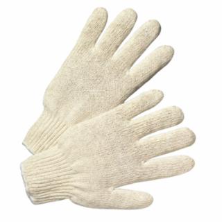 String-Knit Gloves, Large, Knit-Wrist, Heavy Weight, Natural White