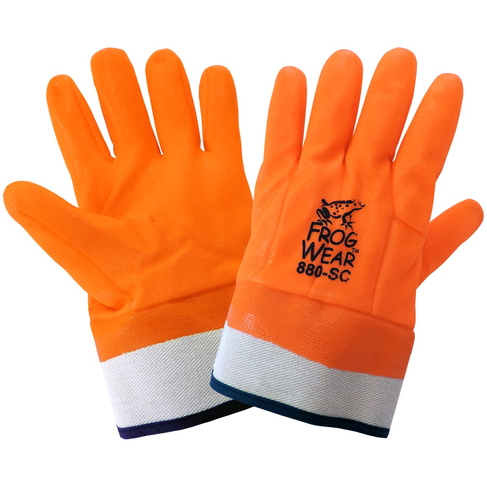 FrogWear® Cold Protection High-Visibility Insulated Double-Coated PVC Waterproof Chemical Gloves