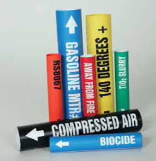 Custom Roll Tape Pipe Markers: AIR, White on Blue
