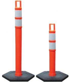 Open Top Delineator Post, Orange with Two 3" White Reflective Bands, 42"
