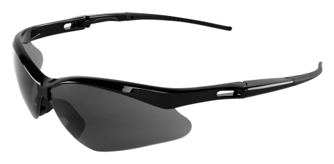 Spearfish Safety Glass, Shiny Black Frame, Smoke Anti-Fog Lens, with Cord