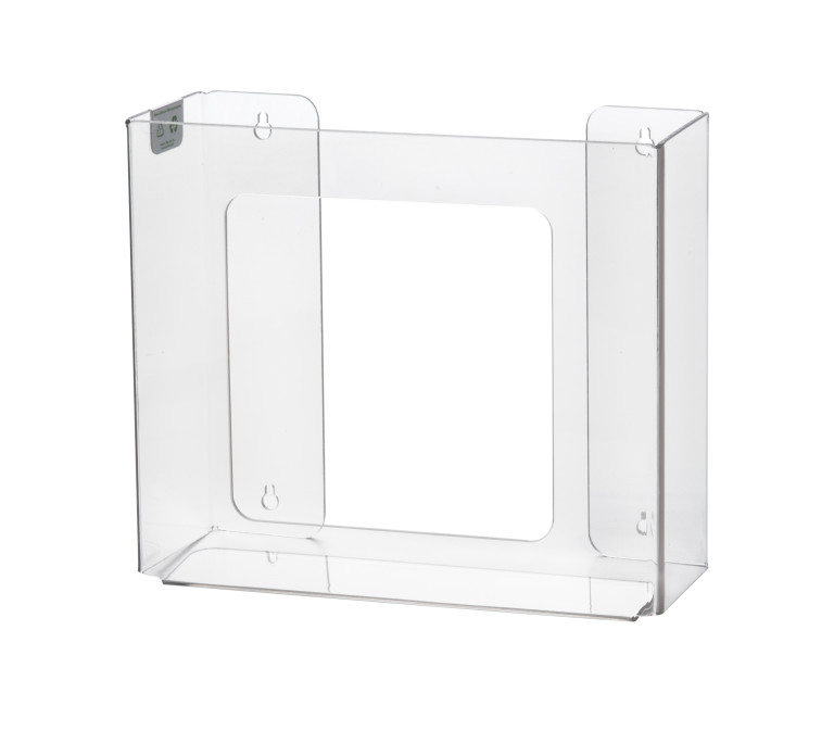 Disposable Glove Wall Mounted Eco-Friendly Recycled Clear Plastic, Holds 2 Boxes  