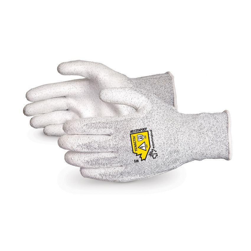 Tenactiv Anti-Static Cut Resistant (ANSI A2) Glove, Polyurethane Palm Coated, Size M(8)