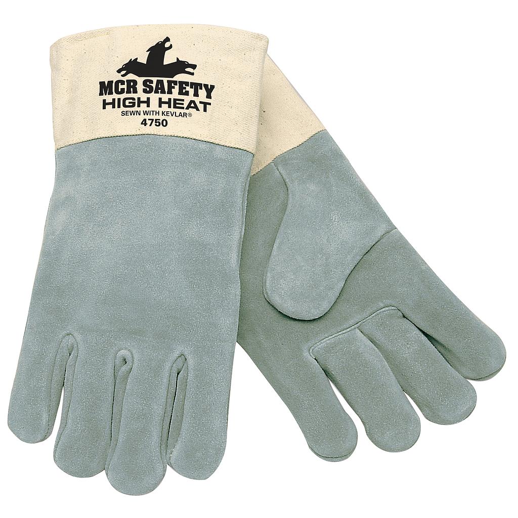 Treated Split Leather High Heat Glove, Double Wool Lined, with 3.5" Duck Cuff, Size XL