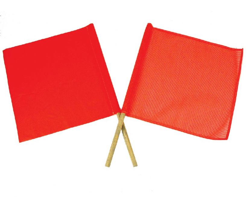 Safe-T-Flag, 18"x18", Orange w/Wooden Handle
