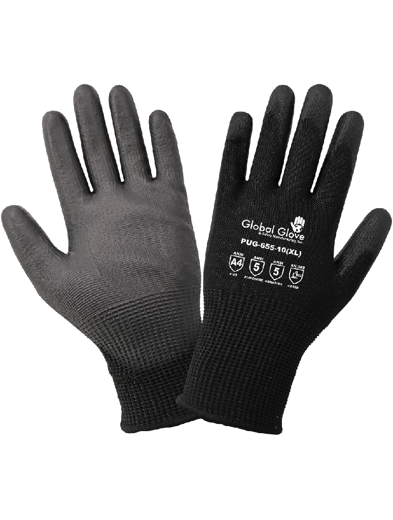 [A-6550-03] 13 Gauge Black PU Coated Cut Resistant A5
