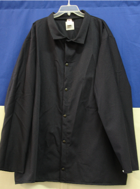 35" Coat; w/Sleeves 1.5" Longer than Standard 9oz Navy FR Cotton, w/Snaps Closure, Large