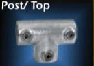 Long Tee for 1.25" I.D. Hand Rail (1.66 O.D.)Galvanized cast iron.