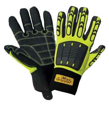 Vise Gripster Hi-Viz Reinforced Abrasion Resistant glove w/ TPU Impact Protection, Cut level A3 Mechanics style L