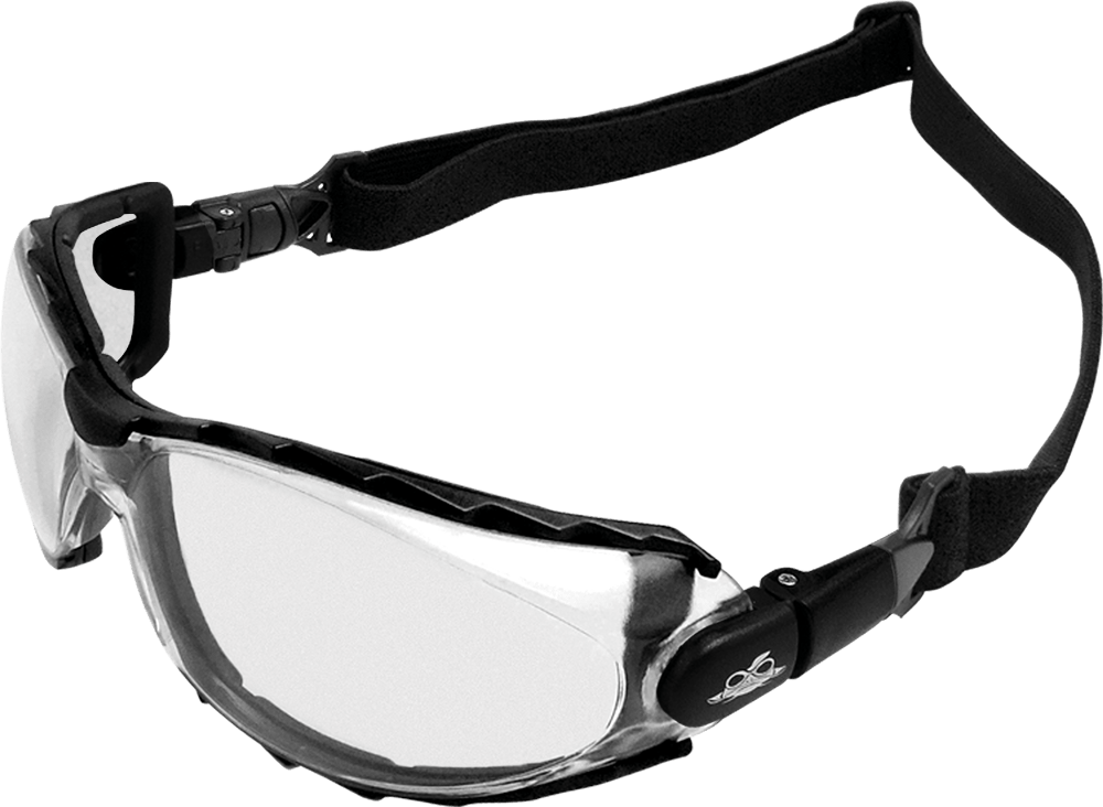 BullHead CG-4 Foam Lined Gogglewear, Clear AF lens, includes temples plus adjust strap, 12 pair per box. **DISCONTINUED 2-2024**