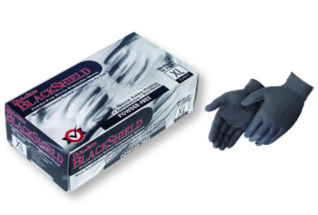 Black disposable nitrile gloves. Powder-free, industrial grade, Size XL