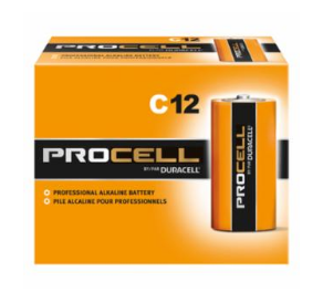 Duracell Procell Batteries, Non-Rechargable Alkaline, 1.5 V, C, 12/Pack