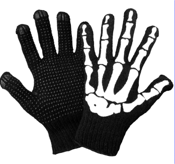 Skeleton Pattern String Knit Gloves/PVC Dots, One Size