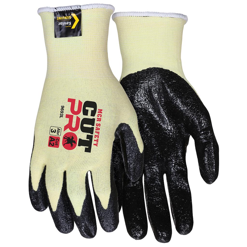 [A-9693] 15 Gauge Stretch Kevlar® Textured Nitrile Glove