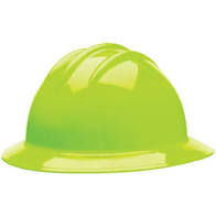 Hi-Viz Yellow Full Brim Extra Large Hard Hat with RW Mercer Logo on Front and American Flag on Back