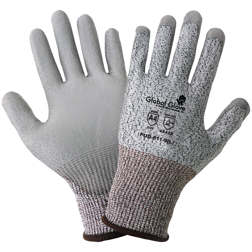 [A-6551CR] 13 Gauge Grey PU Coated Cut Resistant A4