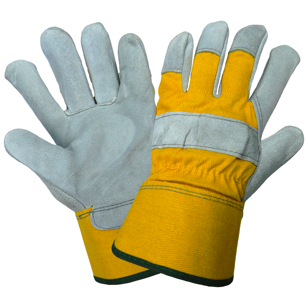 [A-540] 8 oz. Yellow Canvas Leather Palm Glove