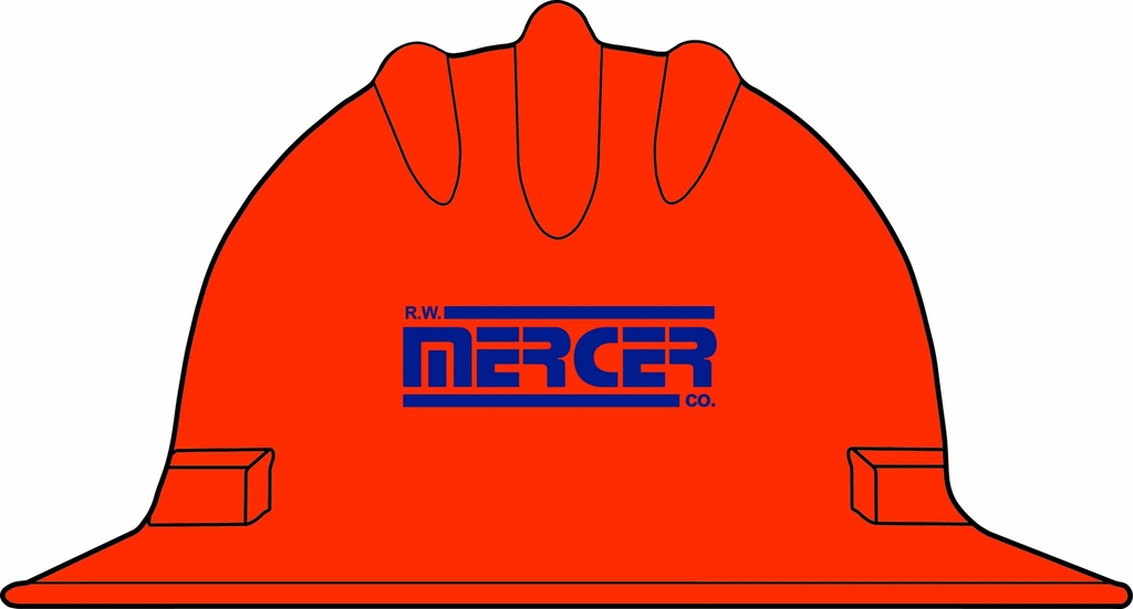 Hi-Viz Orange Full Brim Standard Series Hard Hat with RW Mercer Logo on Front and American Flag on Back, BYB94668
