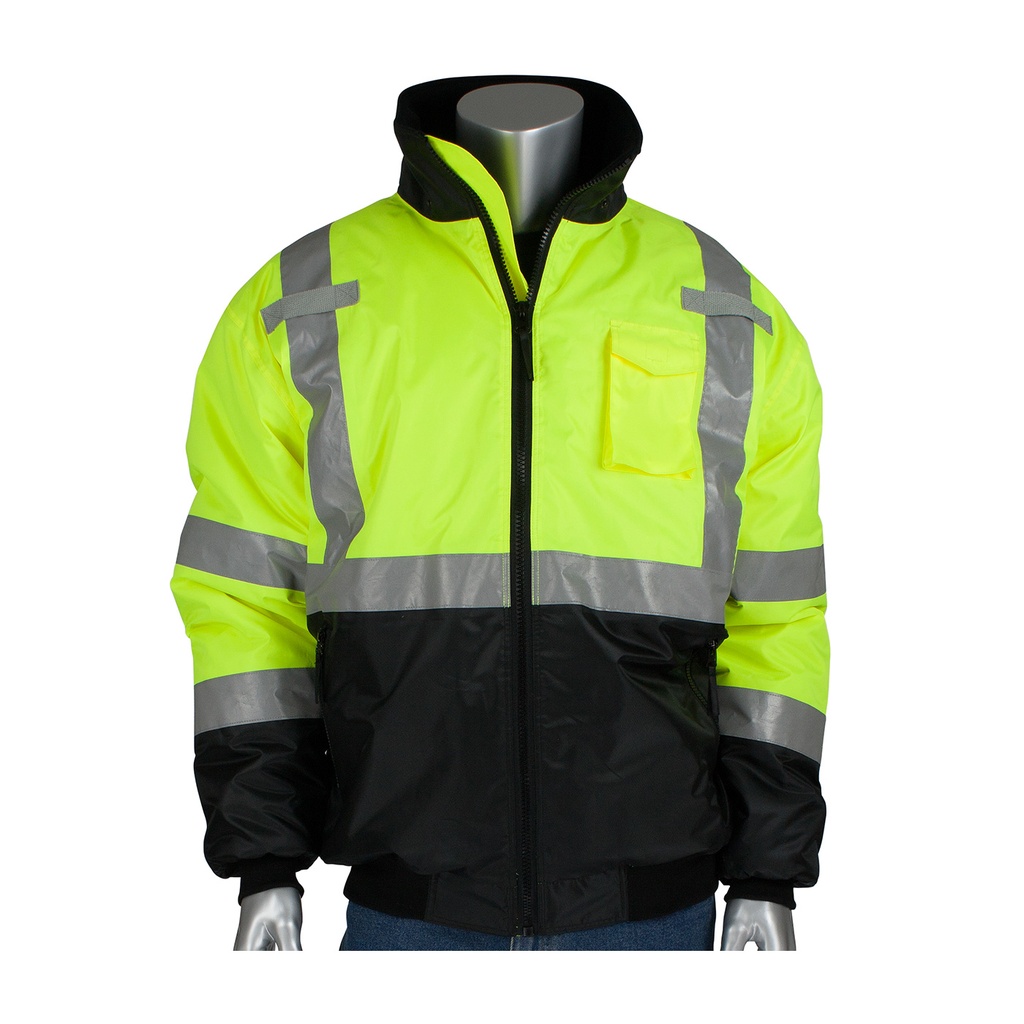 [SA-333-1740-LY] PIP® ANSI Type R Class 3 Value Black Bottom Bomber Jacket