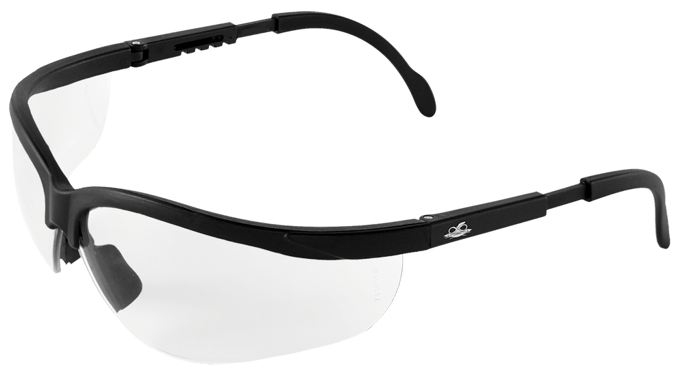 Safety Glasses with Matte Black Frame & Clear Anti-Fog Lens, Adjustable Temples
